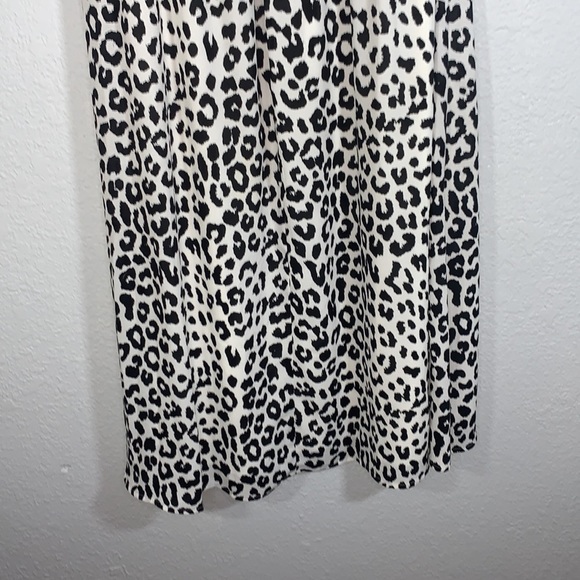 Express White Leopard Animal Print Midi Work Flutter Sleeve Dress size Small - Picture 6 of 16